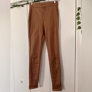 Brown Faux Leather Skinny Pants